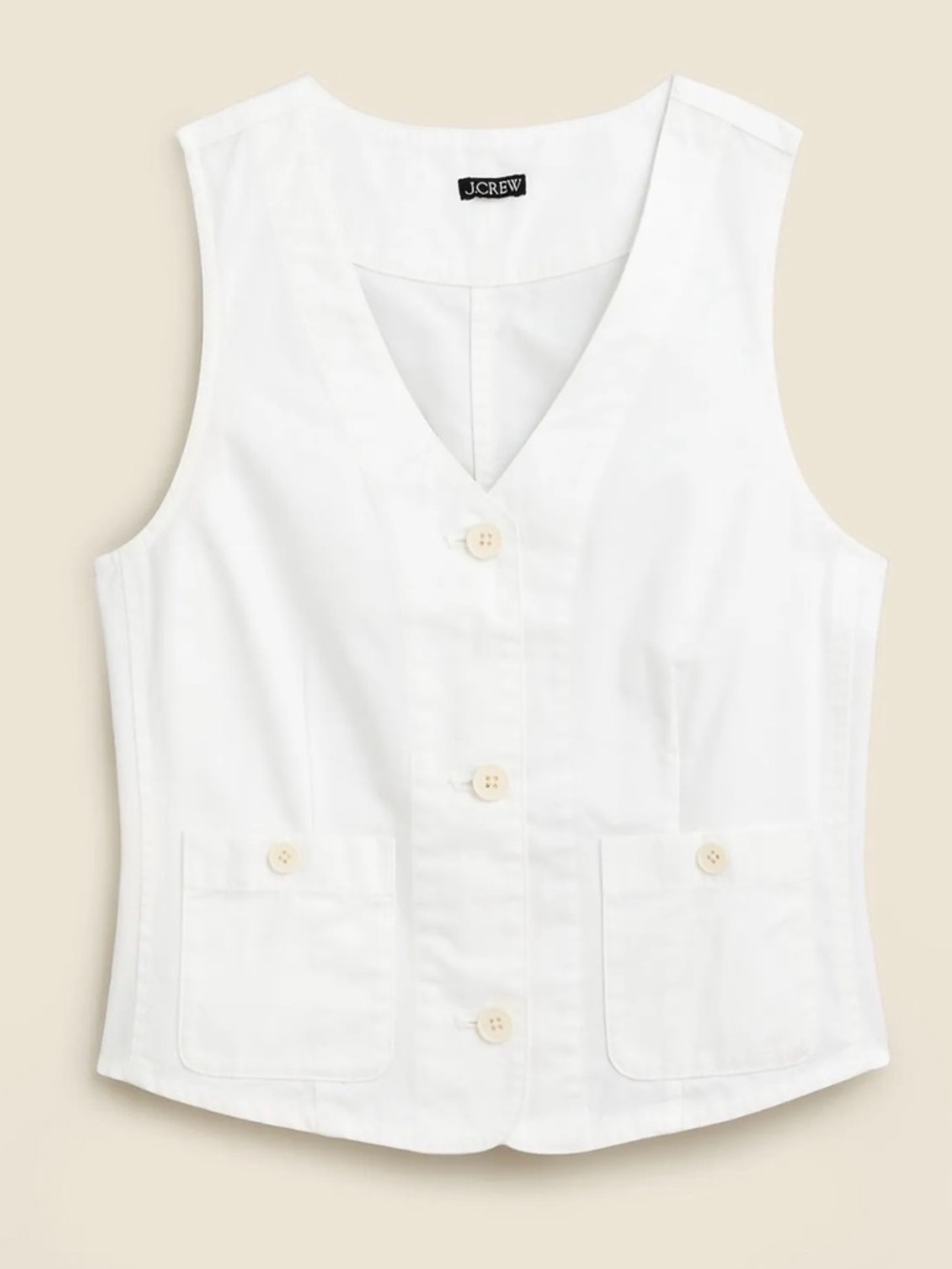 J. Crew White Patch Pocket Chino Vest Size 18 NWT